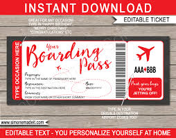 Printable Boarding Pass Template Surprise Trip Reveal Fake Plane Ticket Surprise Trip Reveal Fake Plane Ticket Boarding Pass Template