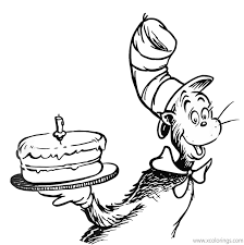 Here's a lovely coloring page honoring dr. Happy Birthday Dr Seuss Coloring Pages Cat In The Hat And Birthday Cake Xcolorings Com