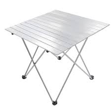 Thelashop Roll Up Camping Table Folding Picnic Desk 27 1 2 X27x27in Camping Picnic Table Camping Table Aluminum Table