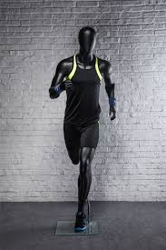 Athletic Egghead Male Mannequin Running 3 Black Mannequin Running Pose Mannequins
