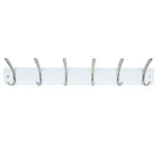 Perma Products 6 Brushed Nickel Hooks White Board Hat And Coat Rack Coat Rack White Board Brushed Nickel