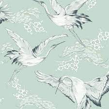 Mocht de muur hoger zijn dan 3 m dan is maatwerk mogelijk. Vliesbehang Kraanvogels Mint Dessin 106974 Kopen Behang Karwei Behang Kleuren Slaapkamer Behang
