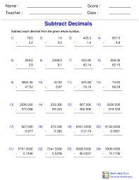 This worksheet has 10 vertical problems and 2 word problems that students can solve to practice multiplying decimals by single digit numbers. Decimals Worksheets Dynamically Created Decimal Worksheets