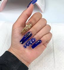 | acrylics blue nail tips. New Latest Royal Blue Long Acrylic Nails Gel Polish Naglar