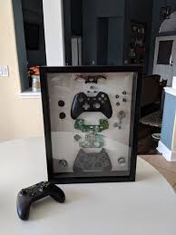 Xbox Controller In Shadow Box What To Do With A Broken Controller Turn It Into Art Shadow Box Xbox Controller Boys Room Decor