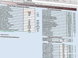 spreadsheet for transformer losses calculation