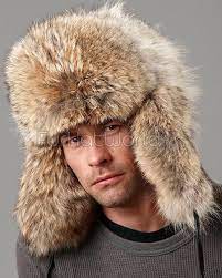 Coyote Full Fur Russian Hat For Men Fur Hat Men Russian Hat Winter Fur Hat