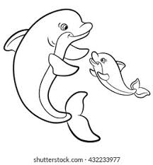 This drawing was made at internet users' disposal on 07 february 2106. Coloring Pages Marine Wild Animals Mother Stock Vector Royalty Free 432233977