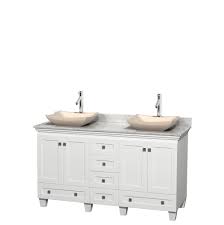 Find great deals on ebay for white carrera marble. Wyndham Wcv800060dwhcmgs2mxx 60 In Double Bathroom Vanity In White White Carrera Marble Countertop Avalon Ivory Marble Sinks And No Mirrors