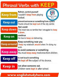 Phrasal Verbs With Keep In English English Study English Phrases Learn English Words