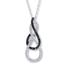 Black And White Diamond Intertwining Infinity Necklace Earrings And Bracelet Black White Diamond 1 2 Ct Tw Necklace 10k White Gold Stock Number 172402202 A Picture Of Endless Love White Diamond Necklace Necklace White Gold Necklaces