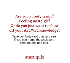 Question sheet of afl trivia quiz. Footy Card Quiz Afl Players From The 80s And 90s