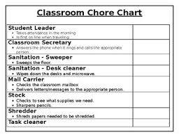 Classroom Chore Chart By Ida Ross Teachers Pay Teachers