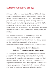 Many degrees involve assessed reflective writing. Doc Sample Reflective Essays Mashuri Mashuri Academia Edu