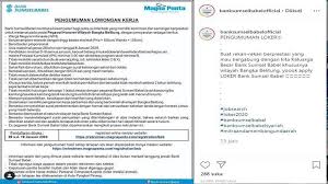 Lowongan kerja pt pos indonesia (persero) sma smk d3 s1 periode 2021. Lowongan Kerja Bank Sumsel Babel Cek Selengkapnya Di Sini Bangka Pos