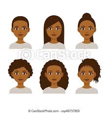 Search for women afro hairstyles. Black Women Hairstyles Black Women Faces With Different Hair Styles Cartoon African Women With Natural Hairstyles And Canstock