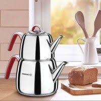 Korkmaz Vertex Caydanlik Paslanmaz Celik 3 Litre Induksiyon Kirmizi A198 Stove Top Espresso Kitchen Utensils Kitchen Appliances