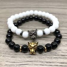 Black And White Relationship Bracelets Black Panther Themed Couples Bracelet Set Tchalla Etsy Relationship Bracelets Bracelets For Men White Bracelets