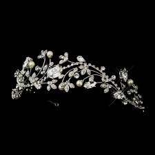 Diamond White Pearl And Crystal Wedding Tiara Headband Crystal Tiara Headband Rhinestone Bridal Headband Crystal Wedding Tiaras