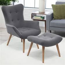 Modern Classic Mid Century Style Gray Accent Chair And Ottoman Mid Century Modern Accent Chairs Chair And Ottoman Mid Century Modern Patio Furniture