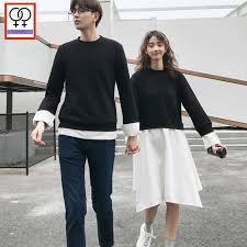 2019 Matching Couple Clothes Lovers Hoodies Dress Boyfriend Girlfriend Date Wear Casual Cute Patchwork Faux Two Piece Dress 122 Dresses Aliexpress
