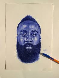Portrait Drawing Of Mba Star James Harden Ballpoint Pen Art Ballpoint Pen Drawing Beetle Art