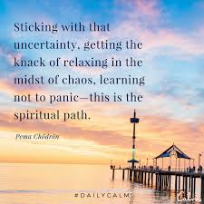 Sticking With That Uncertainty Getting The Knack Of Relaxing In The Midst Of Chaos Learning Not To Panic Spiritual Path Pema Chodron Quotes Spiritual Quotes