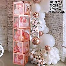 Amazon Com Bridal Shower Decorations Balloon Boxes Rose Gold 70pcs Transparent Bloc In 2020 Bridal Shower Decorations Rose Gold Bridal Shower Bride To Be Decorations