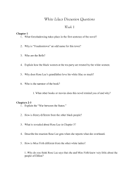 Check spelling or type a new query. White Lilacs Discussions Questions