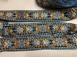 (instructions include guidelines for taking measurements which are used in the place of conventional sizing guidelines, allowing for the item to be customized for the intended body shape or size.) Haberdashery Embellishments Price Is Per Yard Made In France Metallic Gold Accents 1 78 Inches Wide Brocade Ribbon With Lifted Floral Pattern