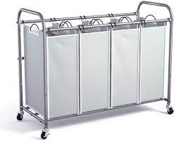 Related:laundry organizer shelf laundry storage organizer laundry room organizer laundry basket laundry organizer on wheels laundry sorter. Amazon Com Romoon 4 Bag Laundry Sorter Cart Laundry Hamper Sorter With Heavy Duty Rolling Wheels For Clothes Storage Grey Home Kitchen