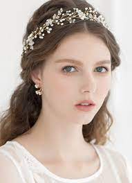 Baby 39 S Breath Gold Crystal Hair Vine Pearl Headband Gold Flower Crown Floral Twig Gold Headpiece Wedding Wedding Headpiece Vintage Crown Hairstyles