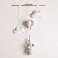 Wall hangings for baby room. Crochet Wall Hanging With Elephant Balloons And Clouds Baby Room Decor Amigurumi Nursery Mobile In 2021 Crochet Wall Hangings Crochet Baby Mobiles Elephant Balloon