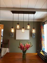 linear mason jar pendant 5 lights