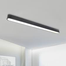 Contemporary Art Deco Led Linear Ceiling Flush Light 24w 3000lm 6000k Acrylic Round Corners And Linear Frame Pendant Lighting In Black Finish Takeluckhome Com