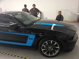Black Shelby Gt500 With Grabber Blue Stripes At Mustang We… | Flickr