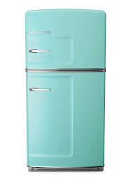 The full motion grates let you slide pots and pans from front to rear burners without lifting them. Turquoise Retro Refrigerator Kitchen Bath Design News
