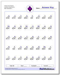 Division Worksheet Fact Practice Numbers Divided By Six Www Dadsworksheets Com Worksheets Division Basic Math Worksheets Math Practice Worksheets Math Division