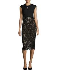 Michael Kors Collection Lace Jersey Cocktail Sheath Dress Black Cocktail Dress Lace Floral Print Cocktail Dresses Lace Evening Dresses