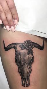 Thigh Tattoo Thigh Tattoo Bull Skull Tattoos Tattoos