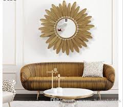 Modern sunflower themed kitchen decoration. Chinese Iron Mirror Creative Golden Sunflower Wall Decoration Background Wall Decoration Wall Hanging In Porch Living Room From Meow Householdes 266 76 Dhgate Com