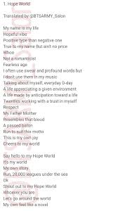 By its very nature, hope stresses two things: Slow ì•„ë¯¸ì‚´ë¡± á´€Ê€á´Ê Sá´€ÊŸá´É´ On Twitter Hope World By J Hope Hope World Lyrics Translation Iheartawards Bestfanarmy Btsarmy Bts Twt Hopeworld Hopeworldmixtapeoutnow Daydreammvoutnow Https T Co K91gtmetwy