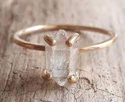 Large Herkimer Diamond Engagement Ring Quartz Crystal Large Stone Ring Raw Crystal Ring Rough Stone Ring Boho Engagement Ring Boho Engagement Ring Crystal Engagement Rings Herkimer Diamond Ring Engagement