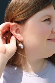 Boucles d'oreilles en porcelaine à breloques coeur