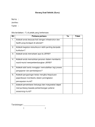 Borang penilaian & senarai semak aktiviti kurikulum/kokurikulum/ hem. Borang Soal Selidik Guru