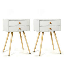 Gymax 2pc White Mid Century Modern Sofa Side Table End Table 2 Drawers Nightstand You can use it to fill an empty space or to accent your decor. gymax 2pc white mid century modern sofa