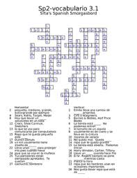 Spanish Avancemos 2 Vocab 3 1 Crossword Vocab Vocabulary Textbook