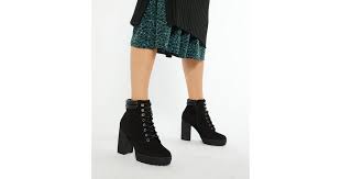 4.3 out of 5 stars 397. Wide Fit Black Suedette Lace Up Block Heel Boots New Look