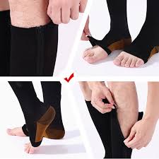 Us 9 76 31 Off New 2 Pairs Zipper Sox Compression Socks Unisex Zipper Leg Support Knee High Stockings Open Toe Sock Thin Leg Burn Fat Socks In Mens