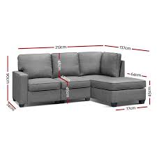 Byron loveseat with chaise (ash). Artiss 4 Seater Fabric Sofa With Chaise Grey Buy Sofa Beds 9350062246153
